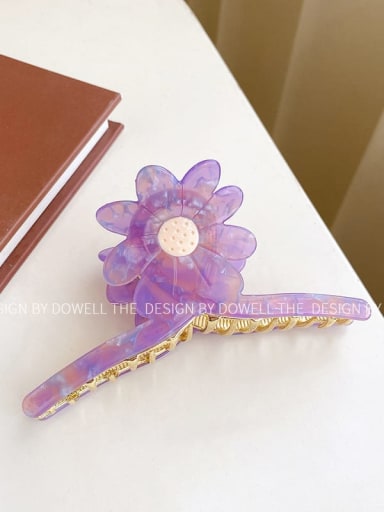 Colorful purple 12cm Cellulose Acetate Trend Flower Alloy Multi Color Jaw Hair Claw