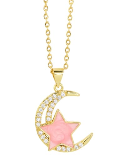 Brass Shell Star Vintage Moon Pendant Necklace