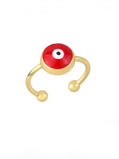 red Brass Enamel Evil Eye Cute Band Ring