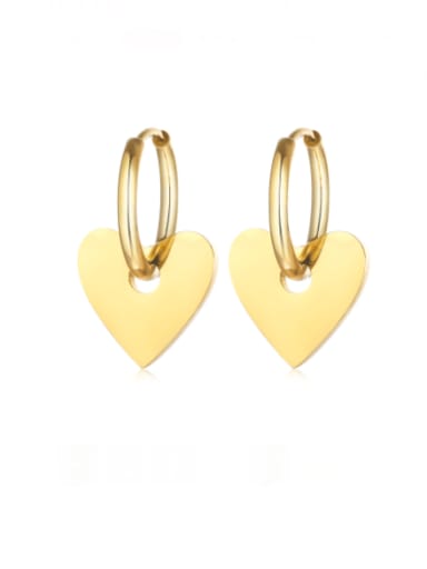 Brass Smooth  Heart Minimalist Huggie Earring