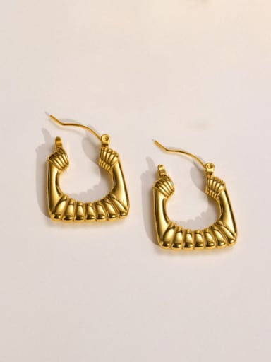 golden Stainless steel Geometric Vintage Huggie Earring