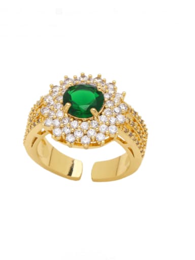 green Brass Enamel Geometric Vintage Band Ring