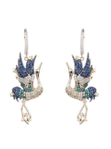 Brass Rhinestone Swan Cute Cluster Earring