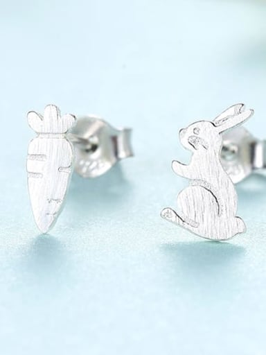 Platinum 17g12 925 Sterling Silver  Minimalist  Cartoon  cute bunny radish Stud Earring