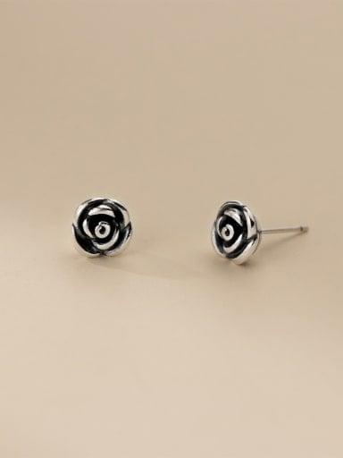 custom 925 Sterling Silver Flower Vintage Stud Earring