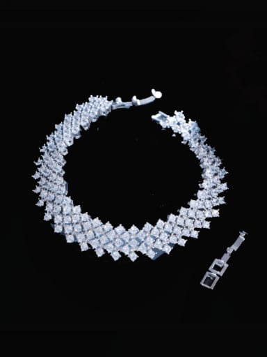 Platinum Brass Cubic Zirconia Geometric Luxury Bracelet