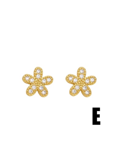 E Brass Cubic Zirconia Star Cute Stud Earring