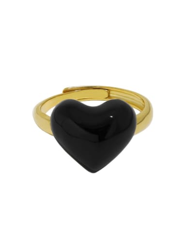 18K gold [No. 16 adjustable 925 Sterling Silver Enamel Heart Minimalist Band Ring