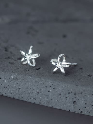 925 Sterling Silver Rhinestone Flower Cute Stud Earring