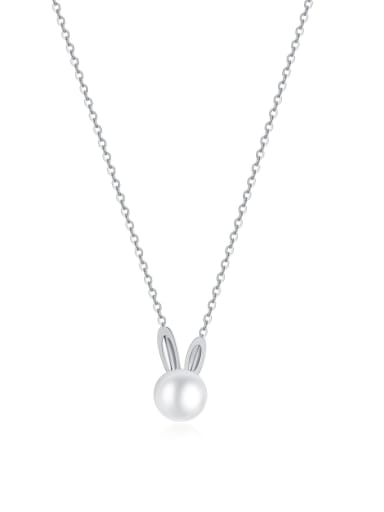 Titanium Steel Imitation Pearl Rabbit Cute Necklace