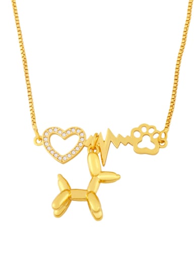 B Brass Cubic Zirconia Heart Cute Necklace