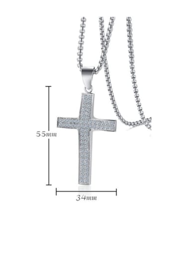 Stainless Steel Rhinestone Cross Minimalist Regligious Necklace
