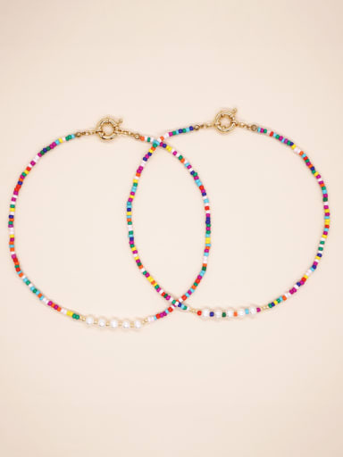 custom Brass Multi Color Glass beads Round Bohemia Necklace