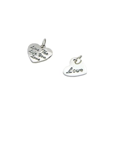 Vintage Sterling Silver With Minimalist Retro Heart  Pendant Diy Accessories