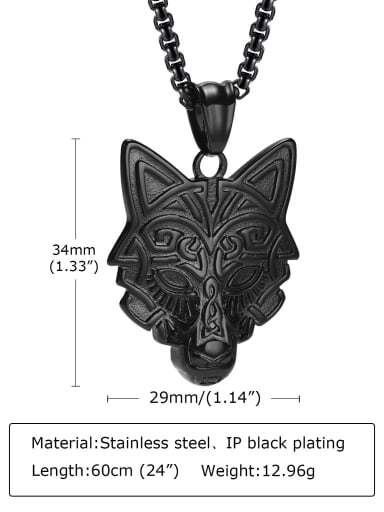 Black pendant without chain Stainless steel Tiger Hip Hop Necklace