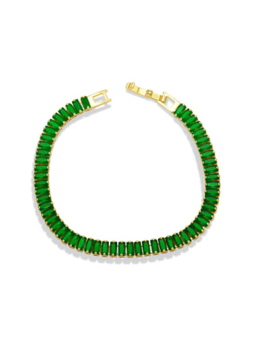 green Brass Cubic Zirconia Geometric Minimalist Bracelet