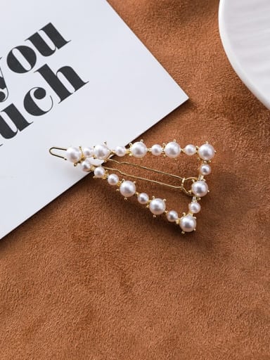 Zinc Alloy Imitation Pearl White Triangle Minimalist Hair Pins
