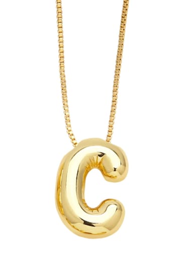 C Brass Letter Minimalist Necklace