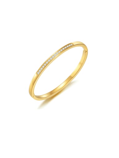 1017 gold plated bracelet Titanium Steel Cubic Zirconia Geometric Minimalist Band Bangle