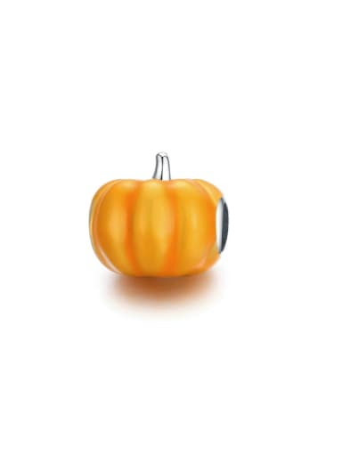 925 Sterling Silver Enamel Cute Pumpkin DIY Pendant