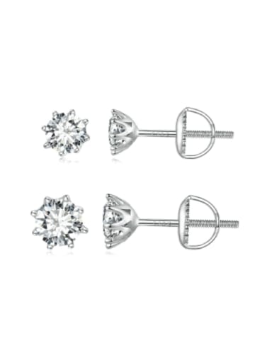 925 Sterling Silver Moissanite Geometric Classic Stud Earring