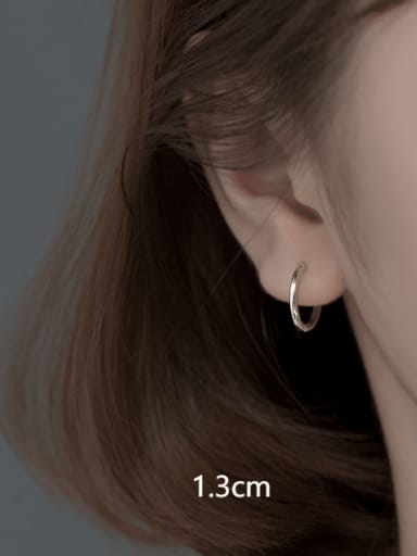 silver 13mm 925 Sterling Silver Geometric Minimalist Huggie Earring