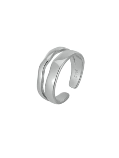 Platinum double irregular ring 925 Sterling Silver Geometric Minimalist Stackable Ring