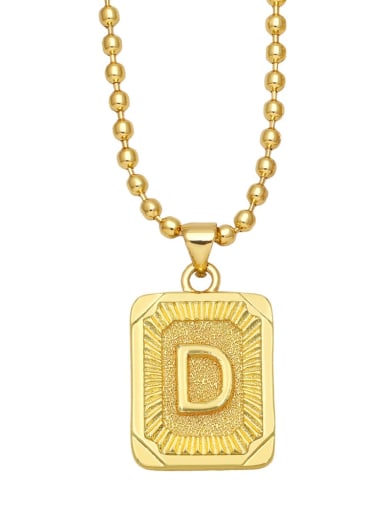 D Brass Letter Vintage Geometry Pendant Necklace