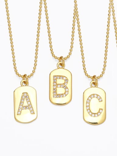 Brass Cubic Zirconia Message Vintage Geometry Pendnat  Necklace
