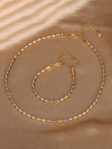 Brass Trend Irregular  Bead Bracelet and Necklace Set