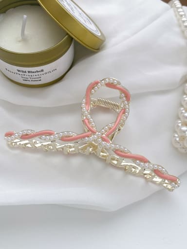 Trend Geometric Alloy Imitation Pearl White Jaw Hair Claw