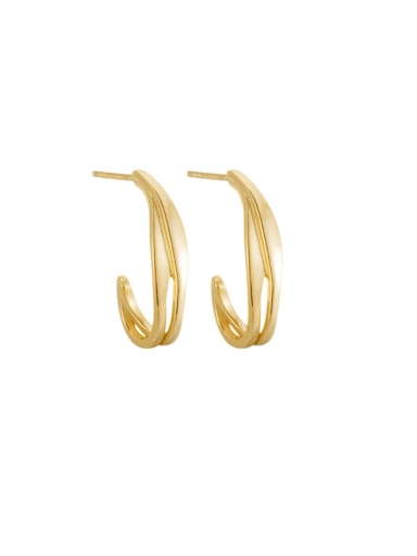 Gold Double layered Cross Earrings 925 Sterling Silver Geometric Minimalist Stud Earring