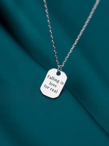 925 Sterling Silver Simple Letters Pendant  Necklace