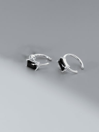 925 Sterling Silver Cubic Zirconia Geometric Dainty Hook Earring