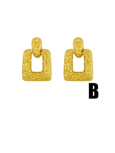 B Brass Rhinestone Geometric Vintage Drop Earring