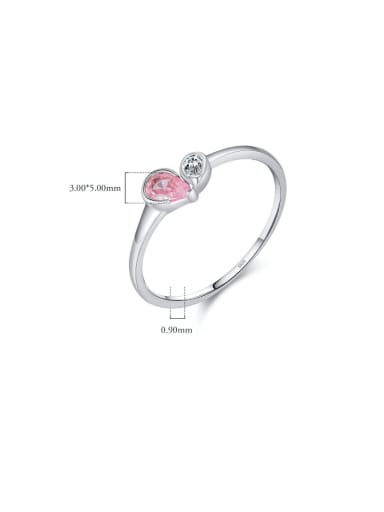 (pink stone) 925 Sterling Silver Cubic Zirconia Heart Dainty Band Ring