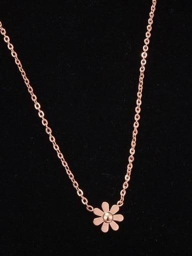 Titanium Smooth Small daisy flower  Necklace