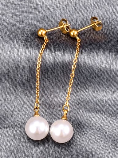 Titanium Imitation Pearl Tassel Minimalist Drop Earring