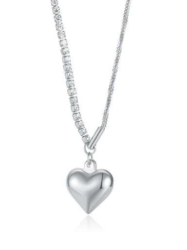 Titanium Steel Heart Minimalist Asymmetrical Chain Necklace
