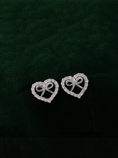 ES2489 platinum 925 Sterling Silver Cubic Zirconia Heart Dainty Stud Earring