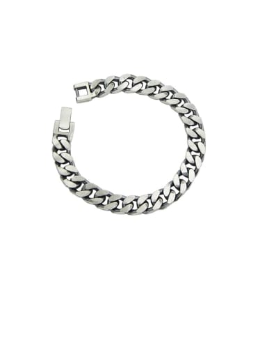 Vintage Sterling Silver With Simple Retro Chain Couple Bracelet  Bracelets