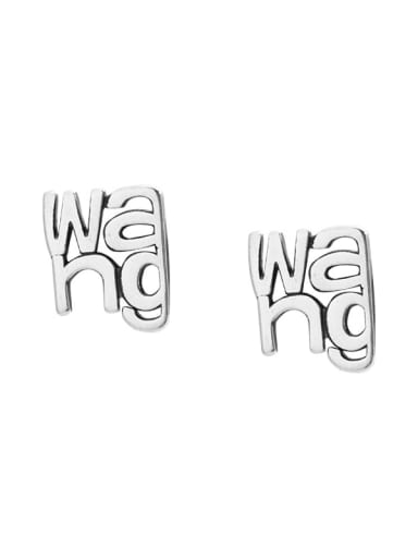 925 Sterling Silver Letter Stud Earring
