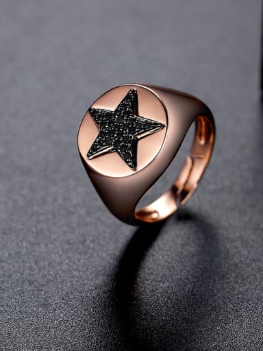 Brass Rhinestone  Minimalist Five-pointed star Band Ring