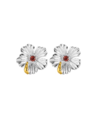 925 Sterling Silver Flower Vintage Stud Earring