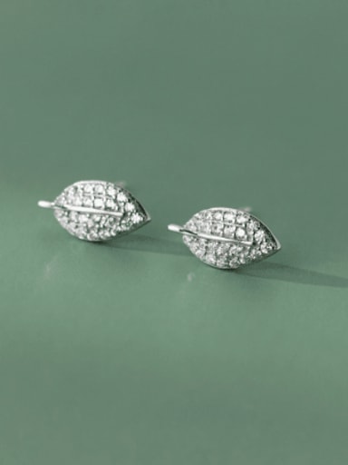 925 Sterling Silver Cubic Zirconia Leaf Minimalist Cluster Earring