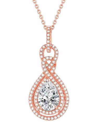 925 Sterling Silver Cubic Zirconia Geometric Luxury pendant Necklace