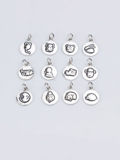 925 Sterling Silver With  Cute Zodiac Signs  Round Pendant Diy Accessories