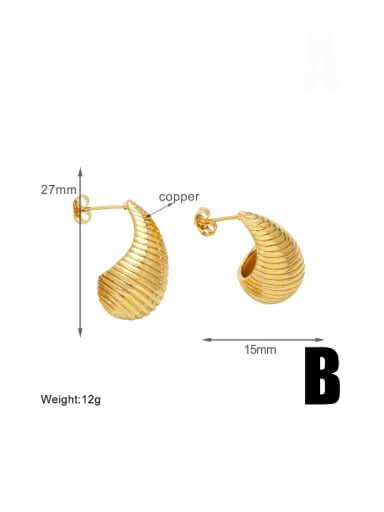 B Brass Geometric Hip Hop Stud Earring