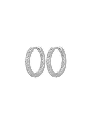 Platinum 925 Sterling Silver Cubic Zirconia Geometric Minimalist Huggie Earring