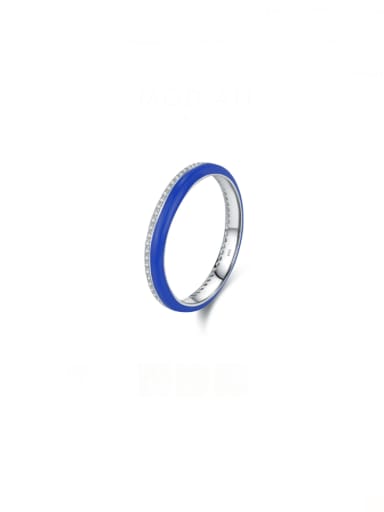 RHR1596 925 Sterling Silver Enamel Geometric Minimalist Band Ring